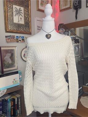 Y2K Rue 21 Cream Knit Women's Sweater